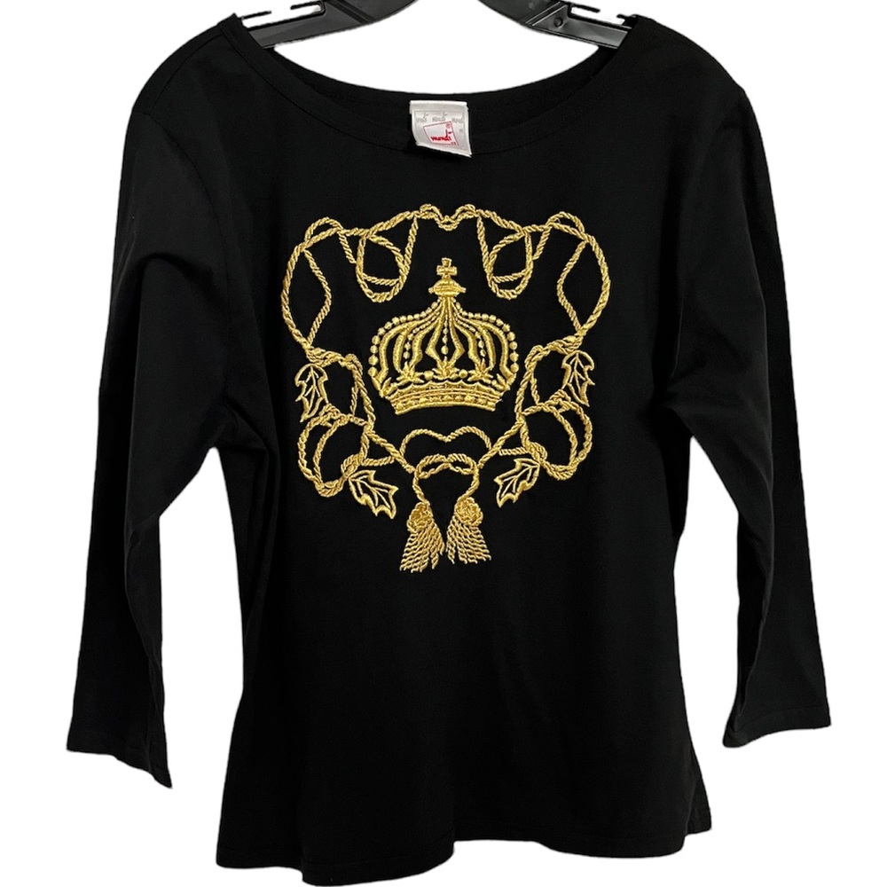 MONDI EMBROIDERED CREST LONG SLEEVE TOP Size 12